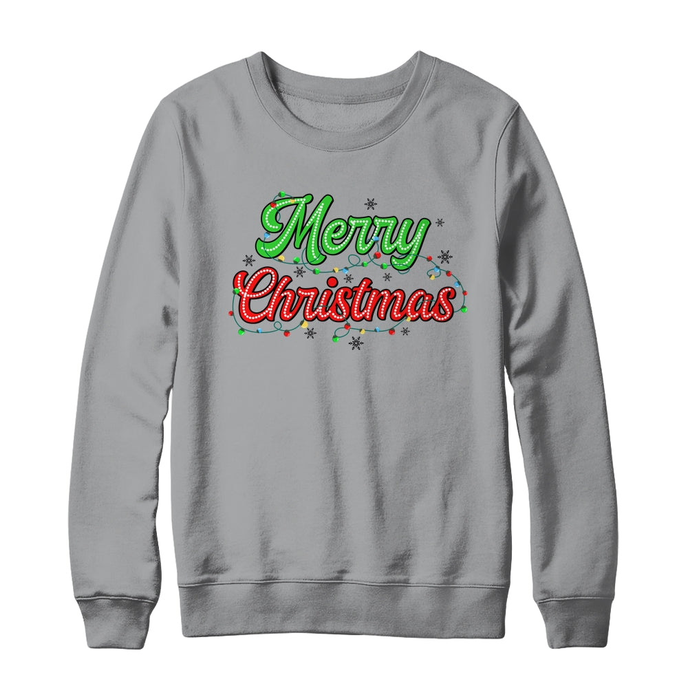 Merry Christmas 2024 Family Matching Christmas Lights Xmas Shirt & Sweatshirt | siriusteestore