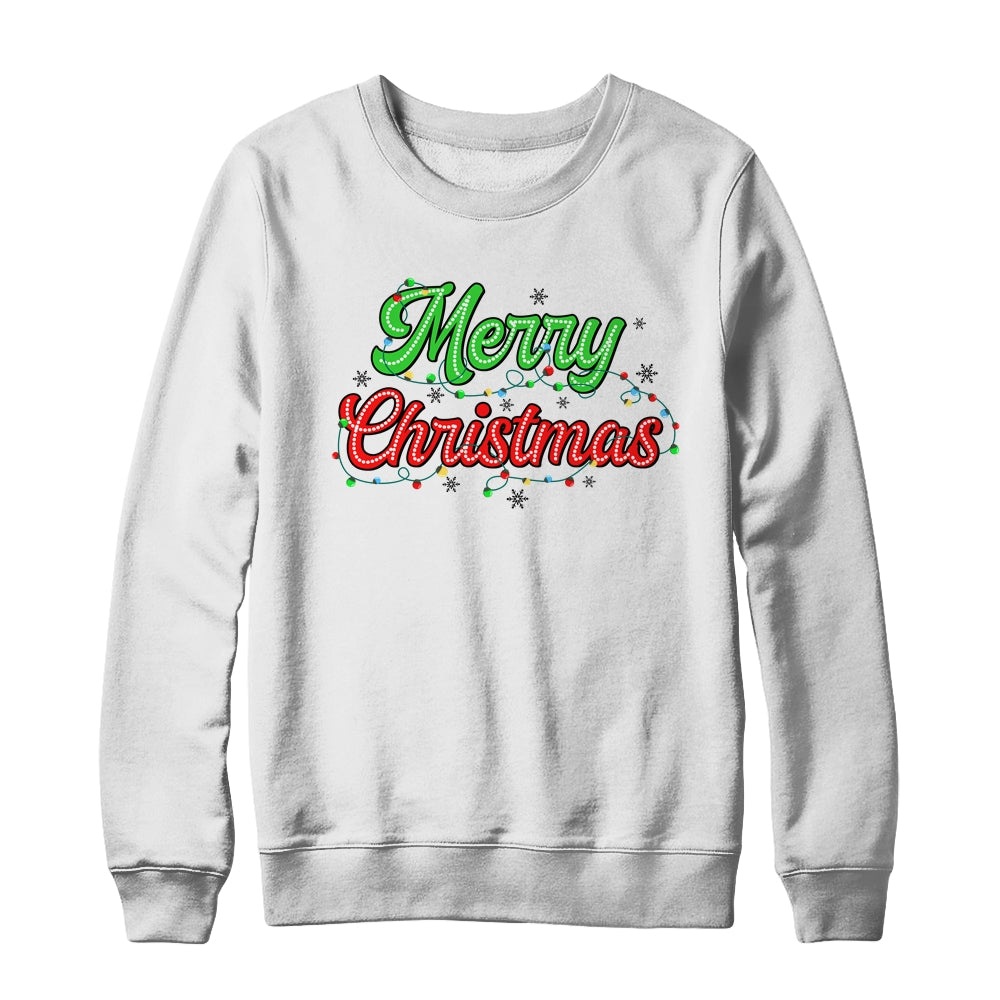 Merry Christmas 2024 Family Matching Christmas Lights Xmas Shirt & Sweatshirt | siriusteestore