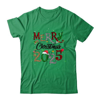Merry Christmas 2025 Leopard Buffalo Plaid Red Green Xmas Shirt & Sweatshirt | siriusteestore
