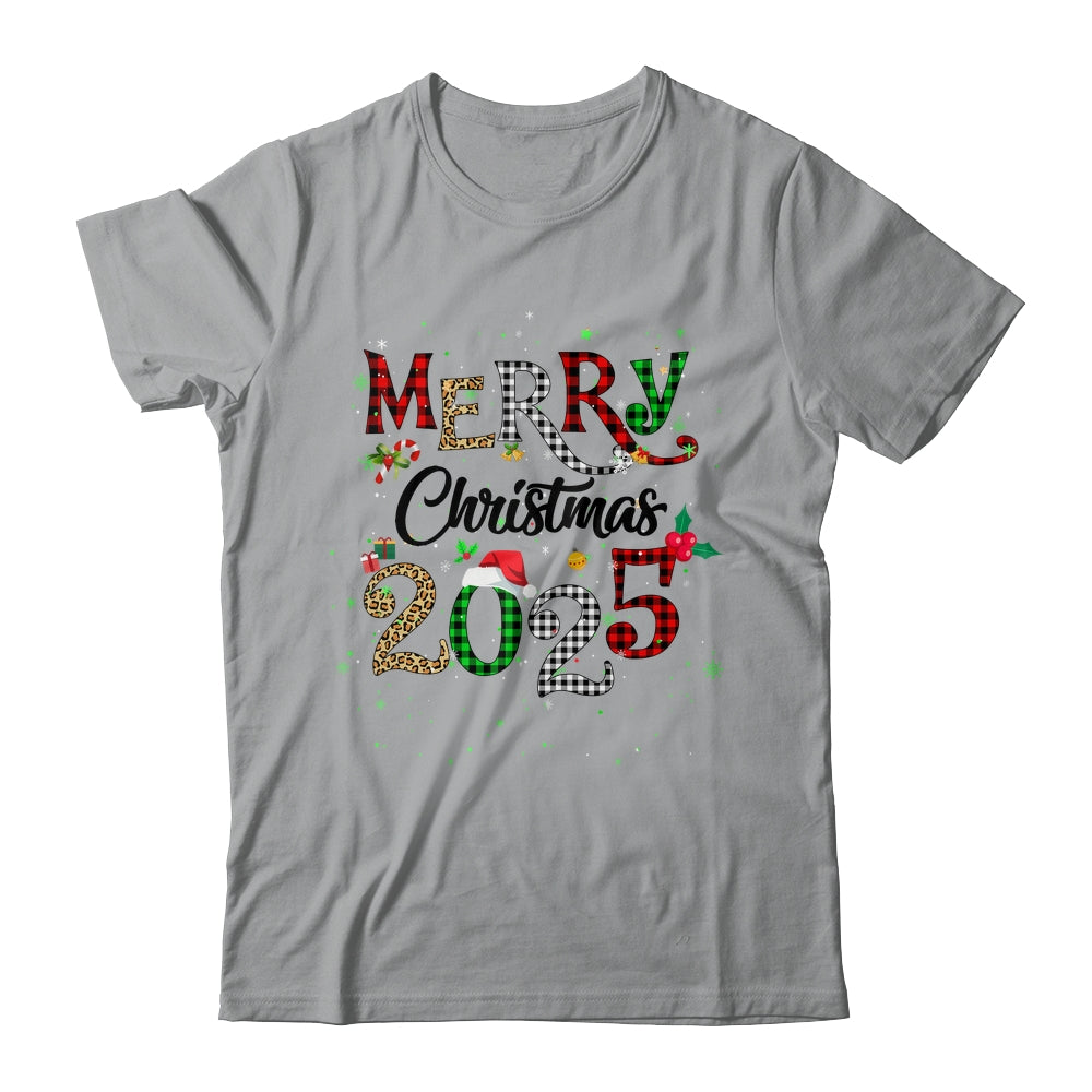 Merry Christmas 2025 Leopard Buffalo Plaid Red Green Xmas Shirt & Sweatshirt | siriusteestore
