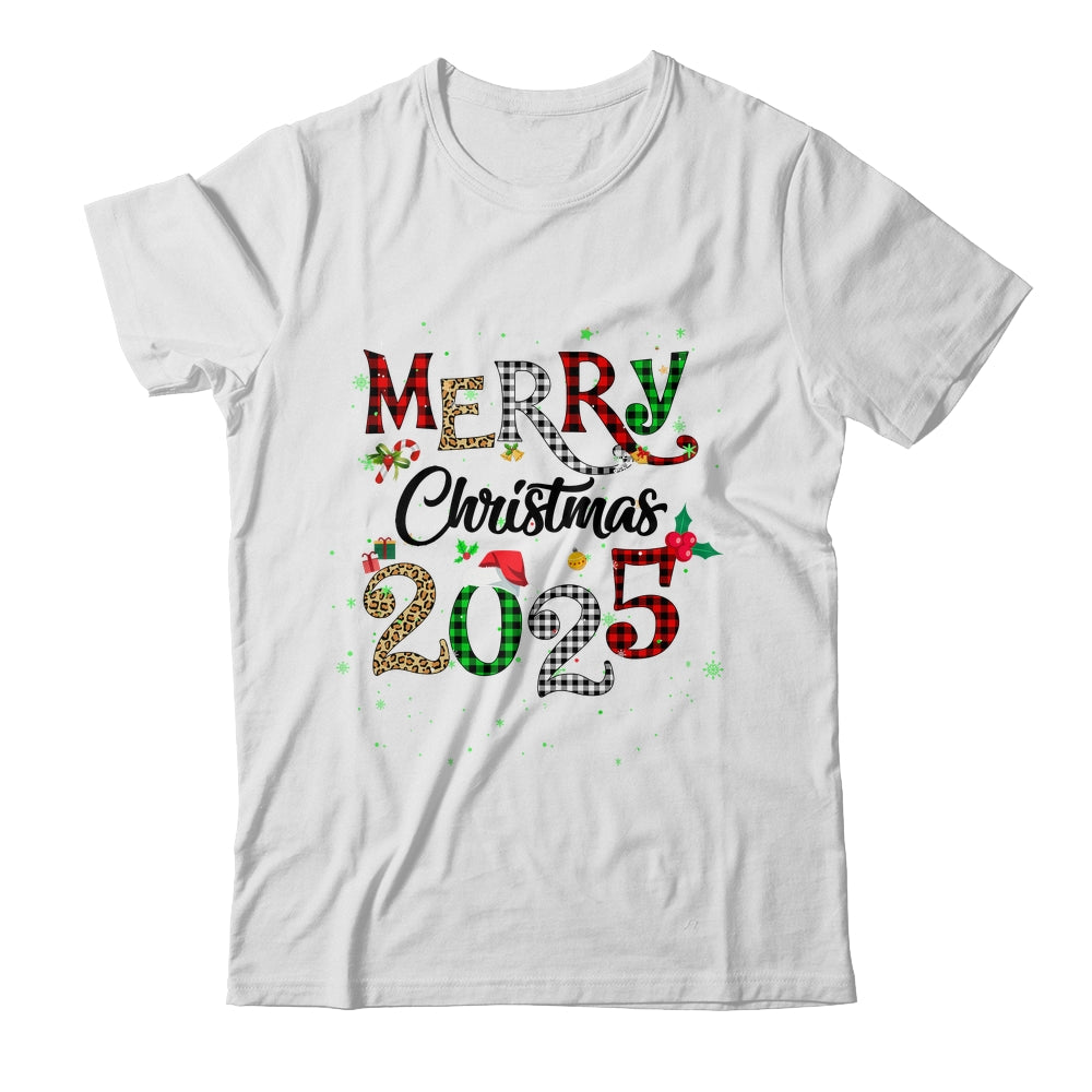 Merry Christmas 2025 Leopard Buffalo Plaid Red Green Xmas Shirt & Sweatshirt | siriusteestore