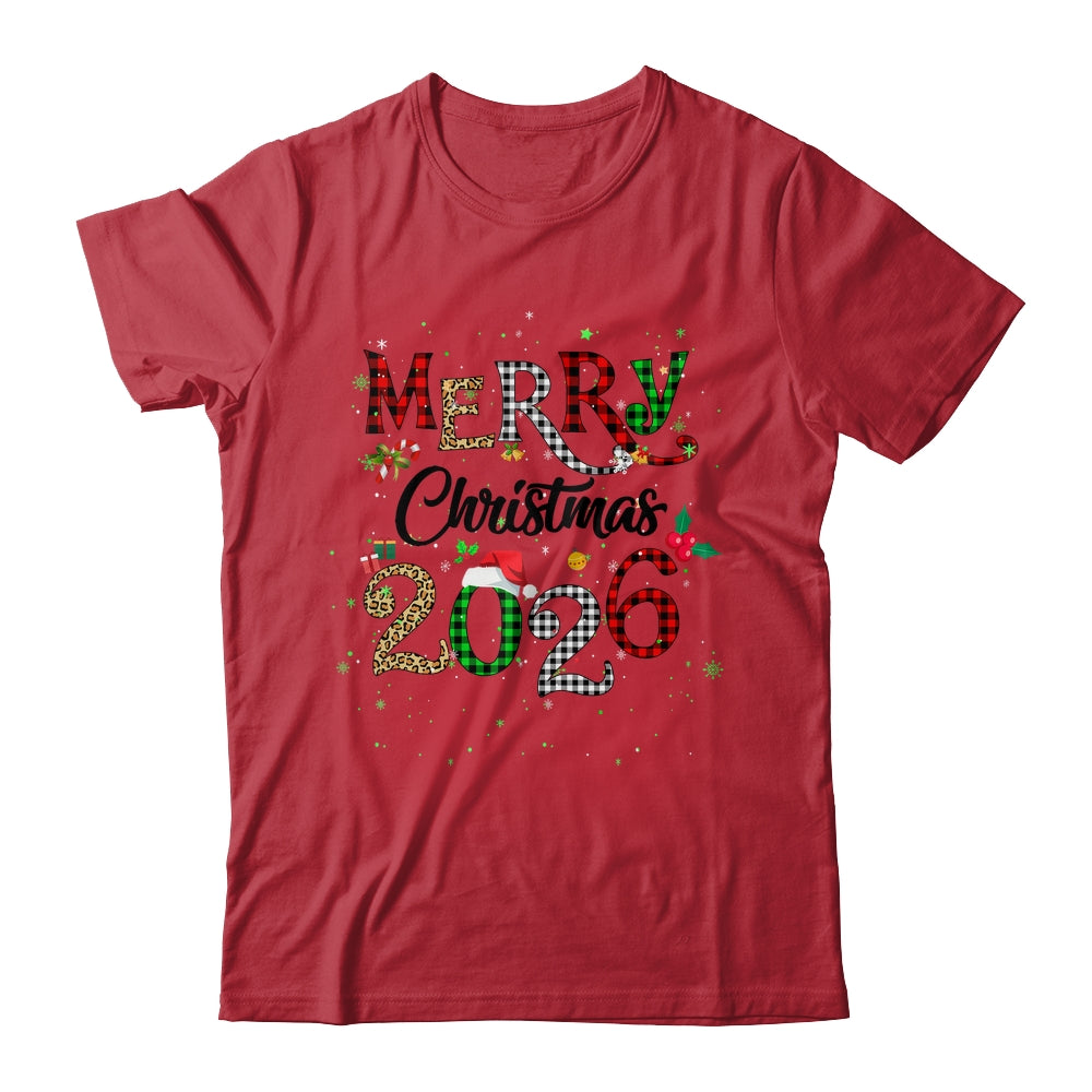 Merry Christmas 2026 Leopard Buffalo Plaid Red Green Xmas Shirt & Sweatshirt | siriusteestore
