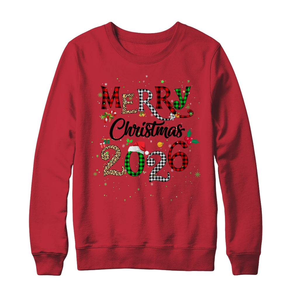 Merry Christmas 2026 Leopard Buffalo Plaid Red Green Xmas Shirt & Sweatshirt | siriusteestore