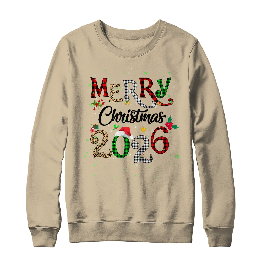 Merry Christmas 2026 Leopard Buffalo Plaid Red Green Xmas Shirt & Sweatshirt | siriusteestore