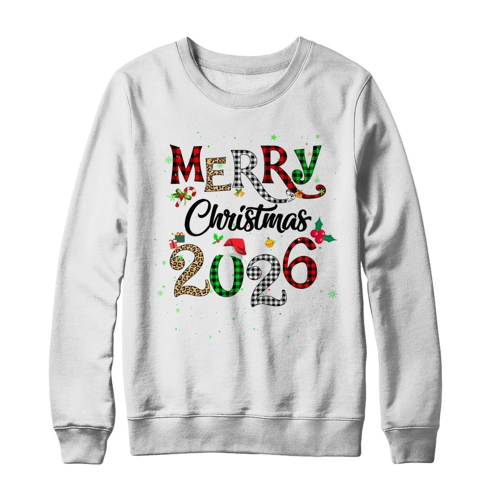 Merry Christmas 2026 Leopard Buffalo Plaid Red Green Xmas Shirt & Sweatshirt | siriusteestore