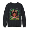 Merry Christmas African American Black Women Afro Messy Bun Shirt & Sweatshirt | siriusteestore