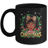 Merry Christmas African American Black Women Afro Messy Bun Mug | siriusteestore