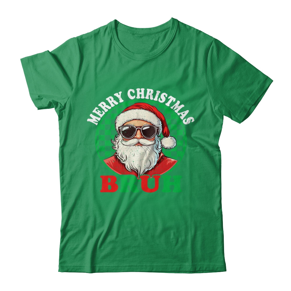 Merry Christmas BRUH Santa BRUH Checkerboard Retro Boy Men Shirt & Sweatshirt | siriusteestore