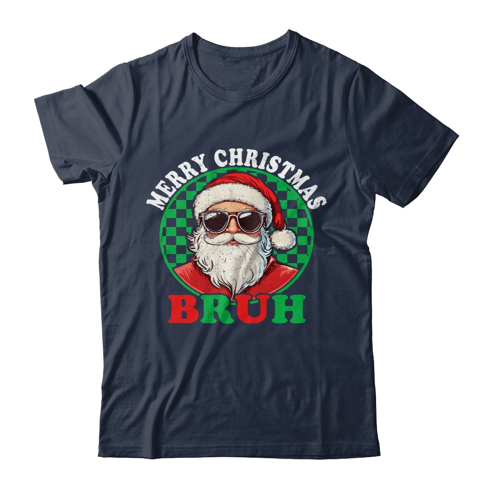 Merry Christmas BRUH Santa BRUH Checkerboard Retro Boy Men Shirt & Sweatshirt | siriusteestore