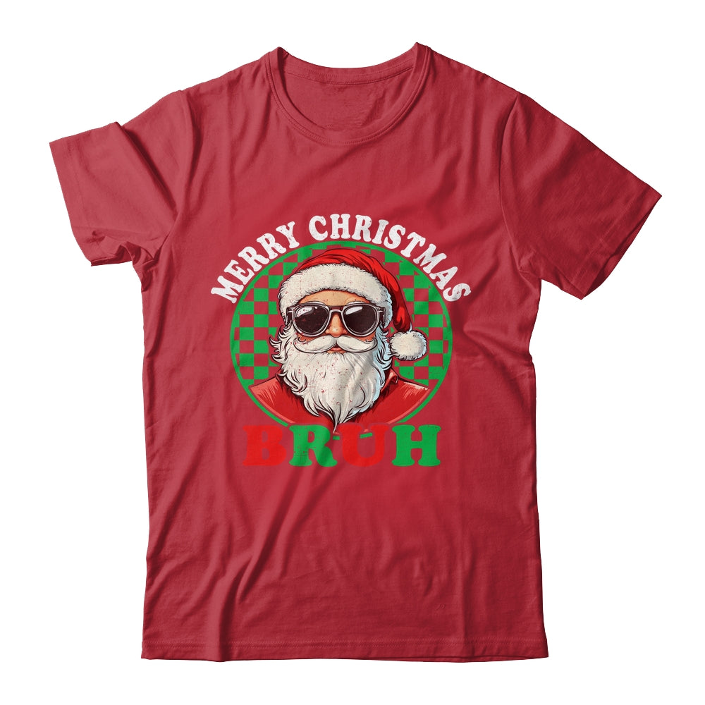 Merry Christmas BRUH Santa BRUH Checkerboard Retro Boy Men Shirt & Sweatshirt | siriusteestore