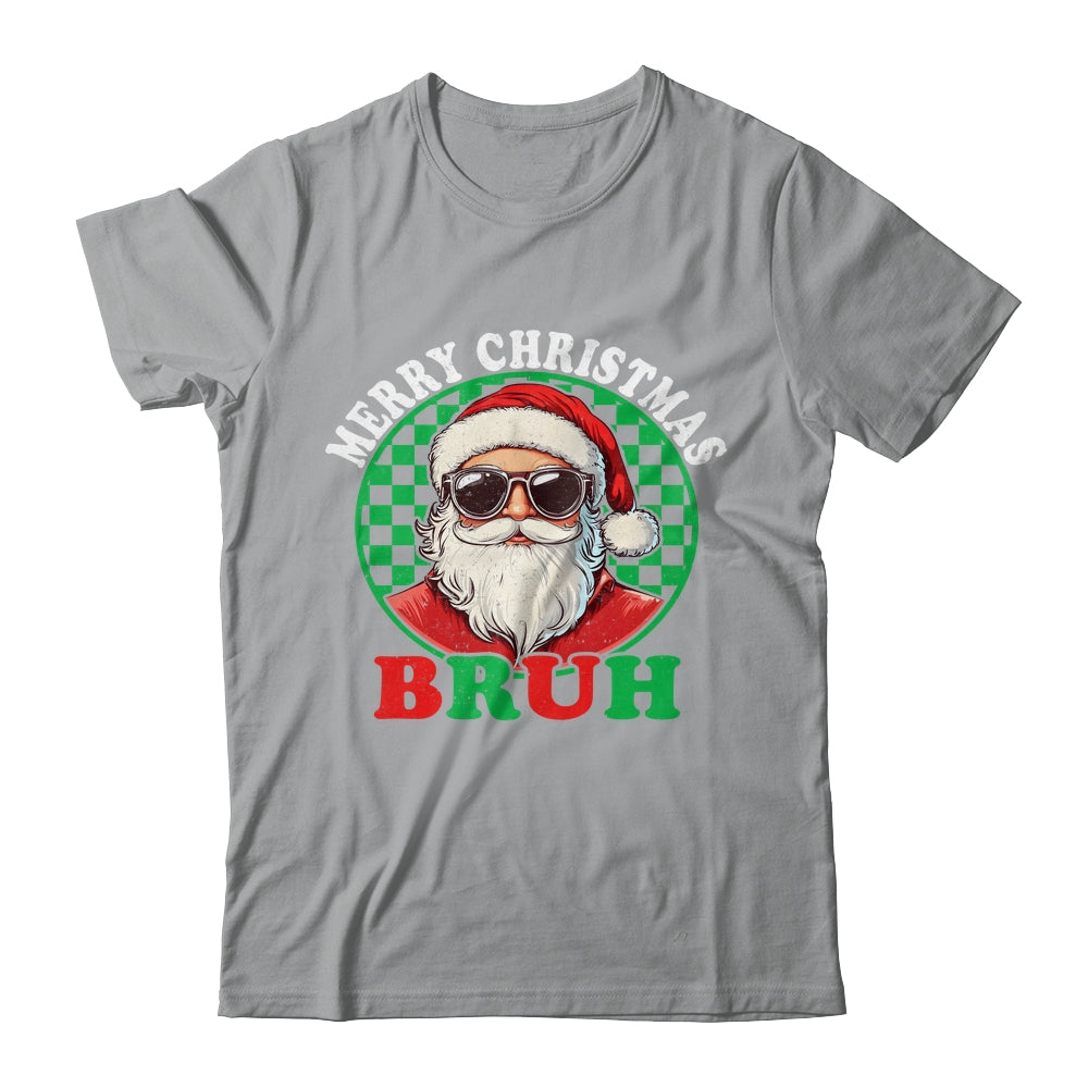Merry Christmas BRUH Santa BRUH Checkerboard Retro Boy Men Shirt & Sweatshirt | siriusteestore