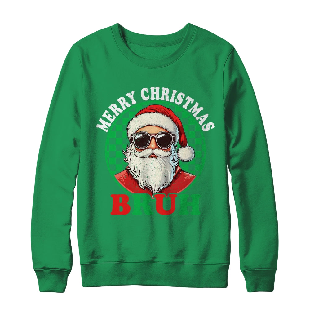 Merry Christmas BRUH Santa BRUH Checkerboard Retro Boy Men Shirt & Sweatshirt | siriusteestore