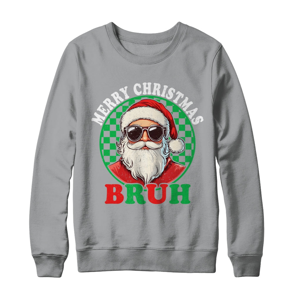 Merry Christmas BRUH Santa BRUH Checkerboard Retro Boy Men Shirt & Sweatshirt | siriusteestore