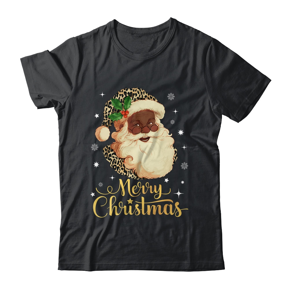 Merry Christmas Black Leopard African Santa Claus Shirt & Sweatshirt | siriusteestore