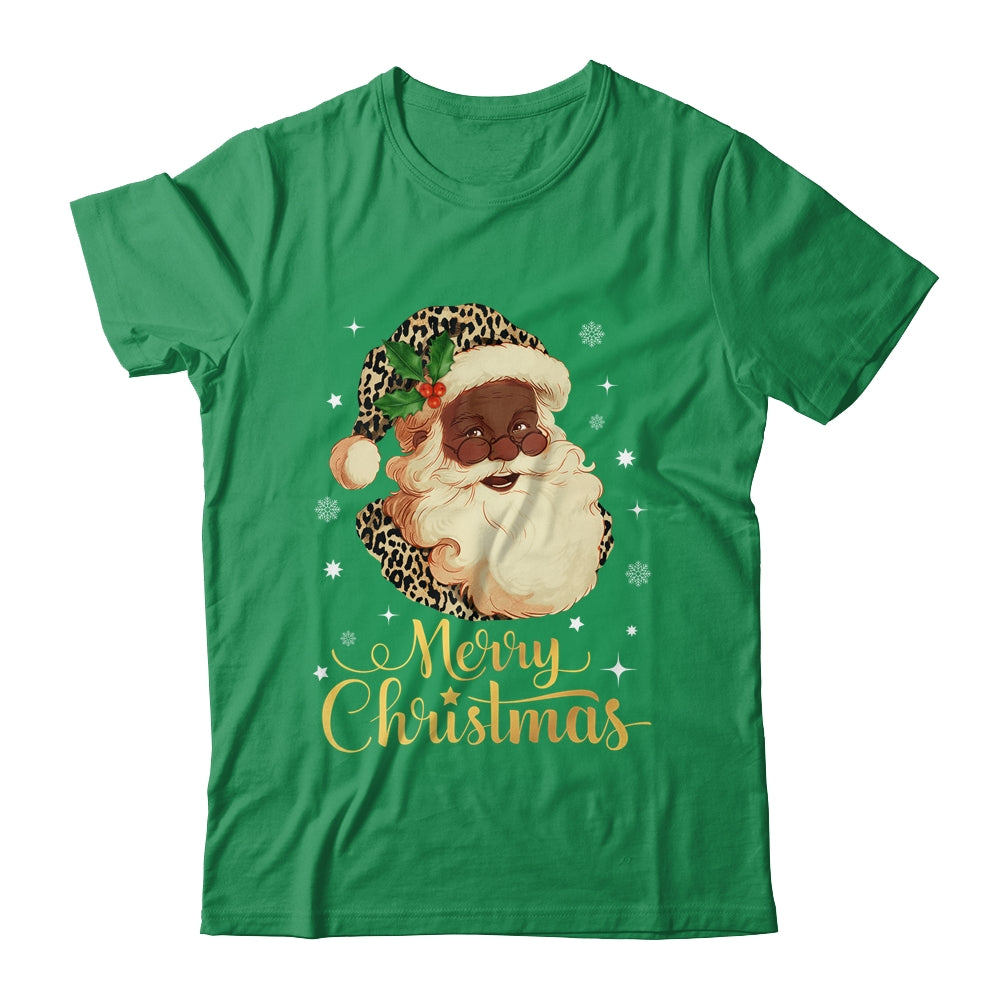 Merry Christmas Black Leopard African Santa Claus Shirt & Sweatshirt | siriusteestore
