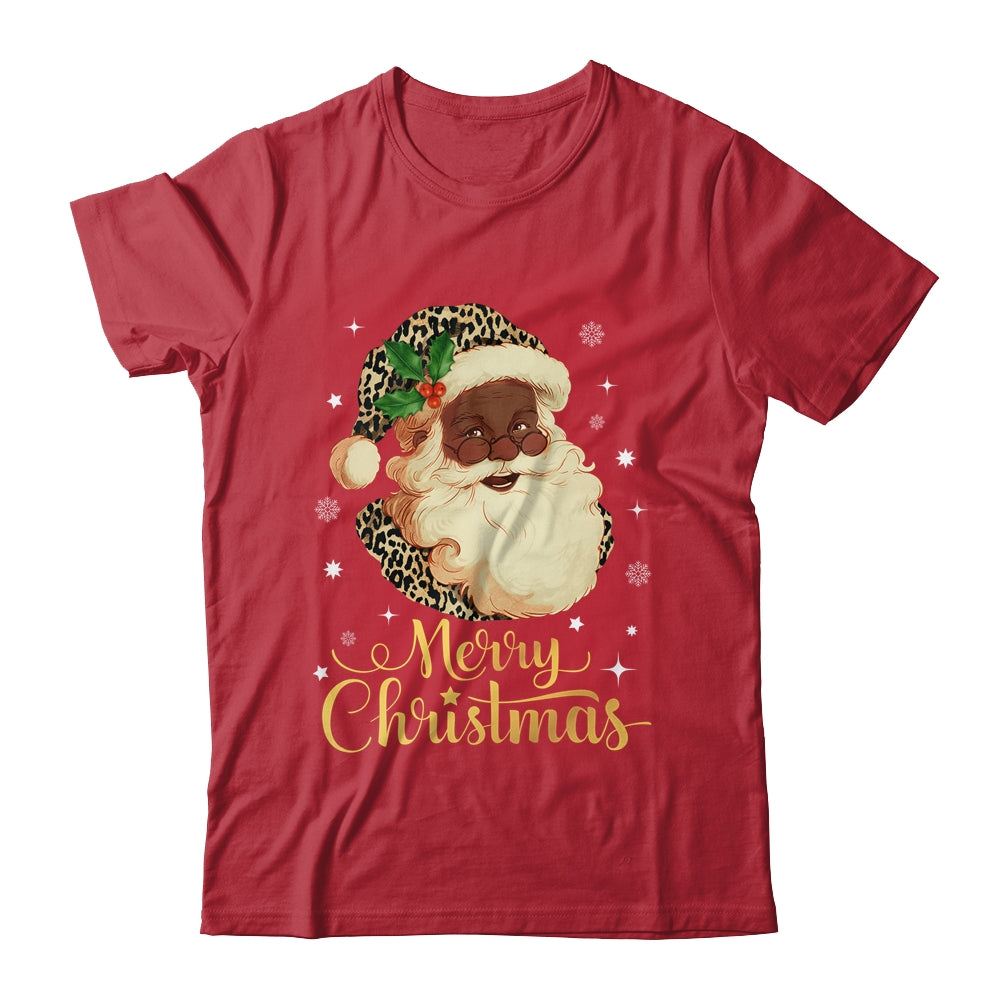 Merry Christmas Black Leopard African Santa Claus Shirt & Sweatshirt | siriusteestore