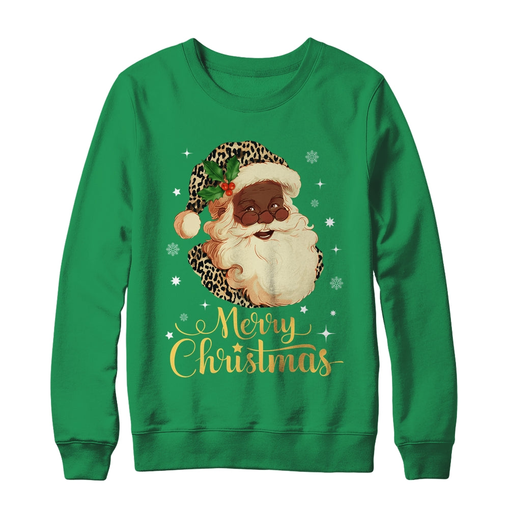Merry Christmas Black Leopard African Santa Claus Shirt & Sweatshirt | siriusteestore