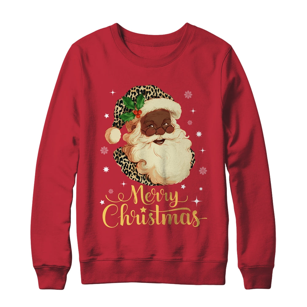 Merry Christmas Black Leopard African Santa Claus Shirt & Sweatshirt | siriusteestore