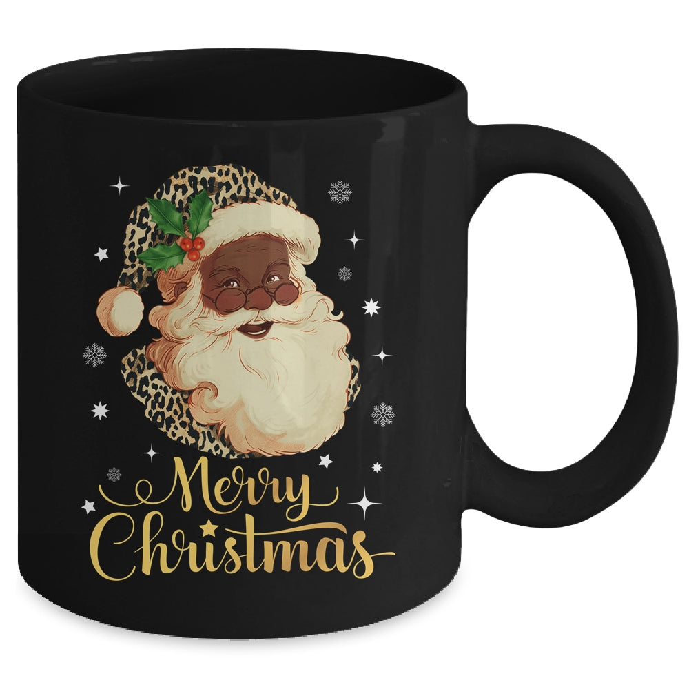 Merry Christmas Black Leopard African Santa Claus Mug | siriusteestore