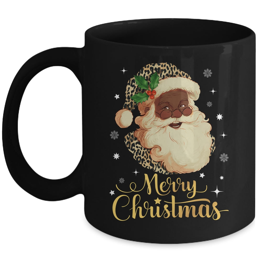 Merry Christmas Black Leopard African Santa Claus Mug | siriusteestore