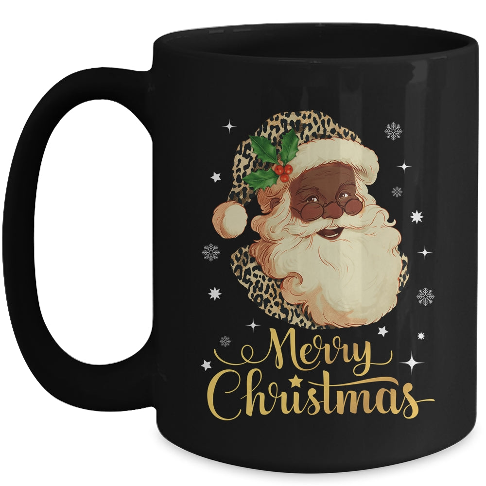 Merry Christmas Black Leopard African Santa Claus Mug | siriusteestore