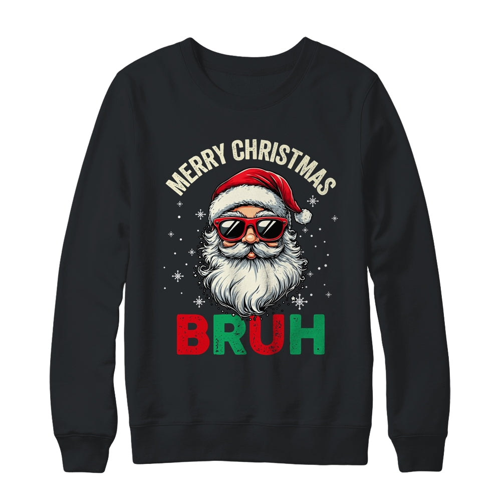 Merry Christmas Bruh Funny Santa Claus Groovy Retro Shirt & Sweatshirt | siriusteestore