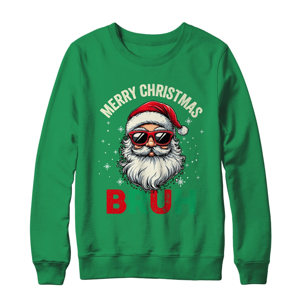 Merry Christmas Bruh Funny Santa Claus Groovy Retro Shirt & Sweatshirt | siriusteestore