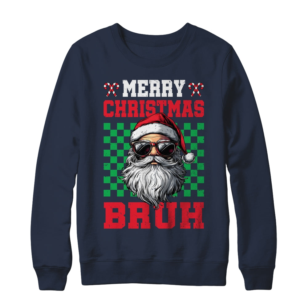 Merry Christmas Bruh Santa Claus Retro Bruh Family Teen Men Shirt & Sweatshirt | siriusteestore