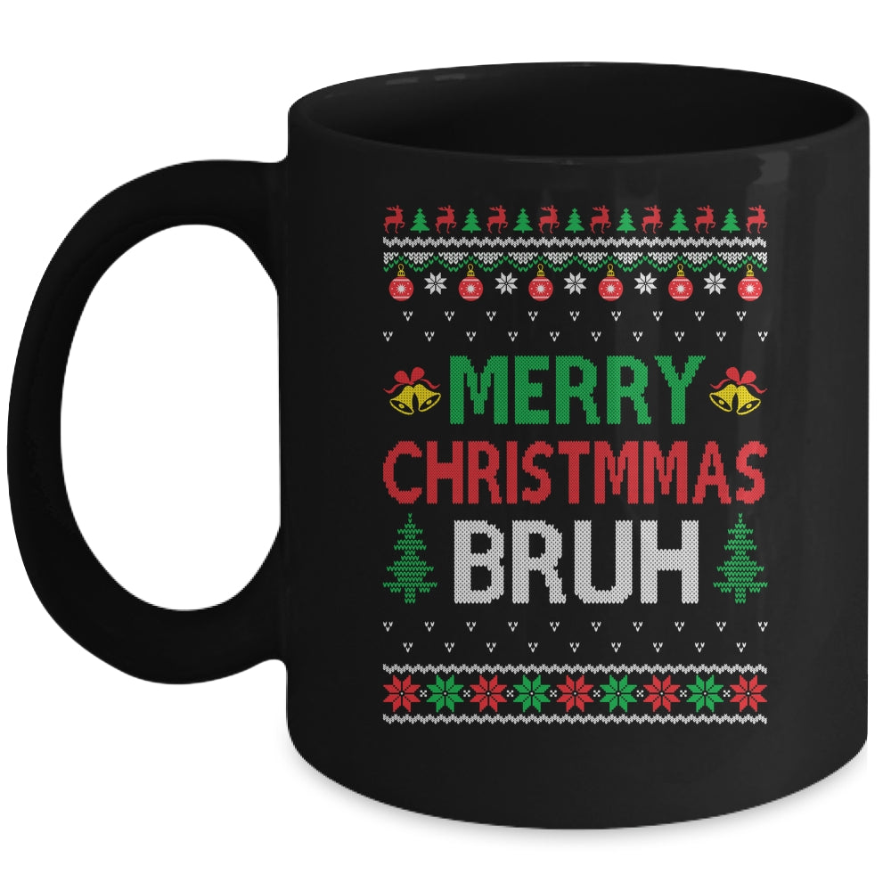 Merry Christmas Bruh Ugly Christmas Funny Santa Men Women Mug | siriusteestore