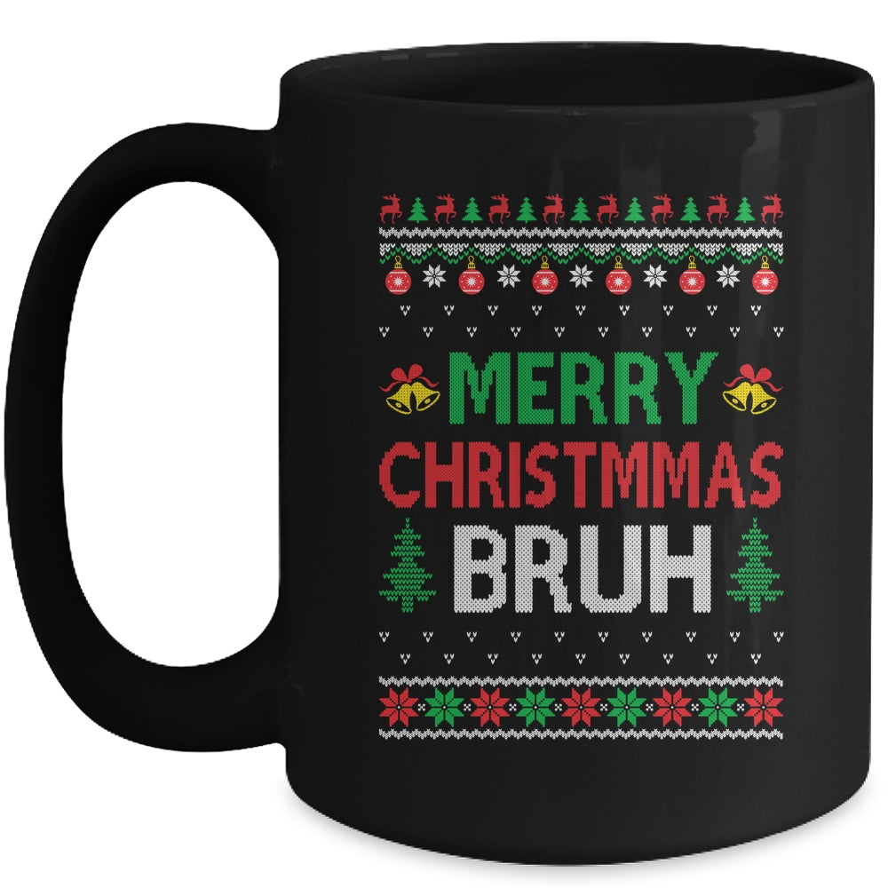 Merry Christmas Bruh Ugly Christmas Funny Santa Men Women Mug | siriusteestore