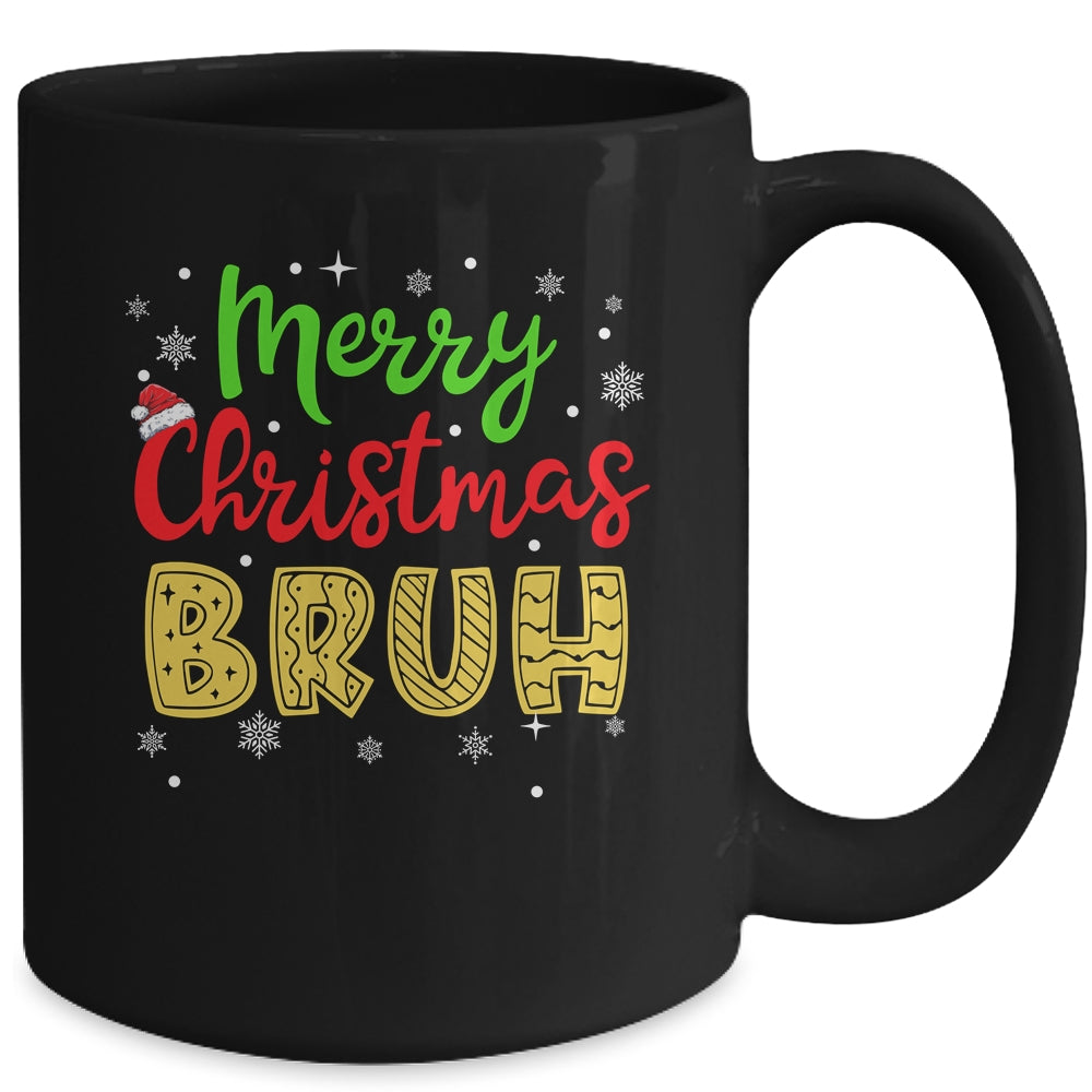 Merry Christmas Bruh Xmas Santa Claus Snow Xmas Mens Boys Mug | siriusteestore