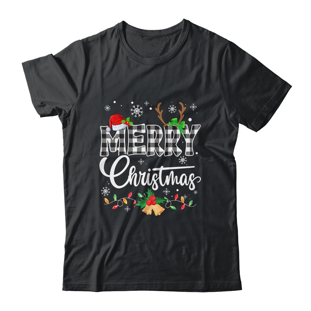 Merry Christmas Buffalo Black And White Plaid For Men Women Shirt & Sweatshirt | siriusteestore