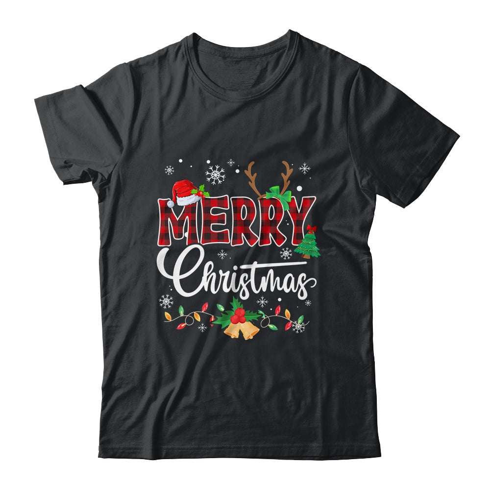 Merry Christmas Buffalo Plaid Red Santa Hat Xmas Men Women Shirt & Sweatshirt | siriusteestore