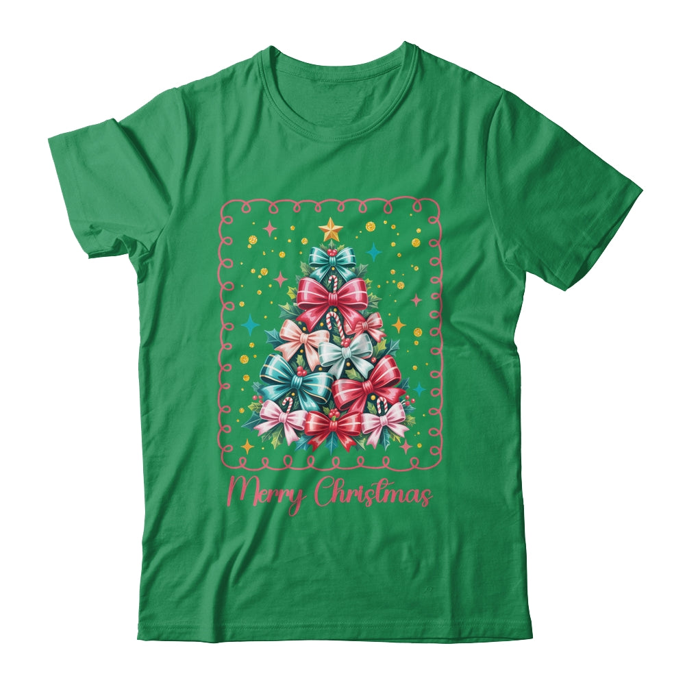 Merry Christmas Coquette Christmas Tree Vintage Bow Women Shirt & Sweatshirt | siriusteestore