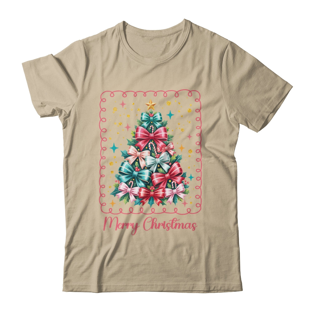 Merry Christmas Coquette Christmas Tree Vintage Bow Women Shirt & Sweatshirt | siriusteestore