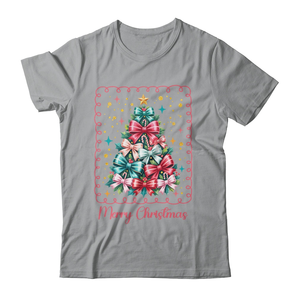 Merry Christmas Coquette Christmas Tree Vintage Bow Women Shirt & Sweatshirt | siriusteestore
