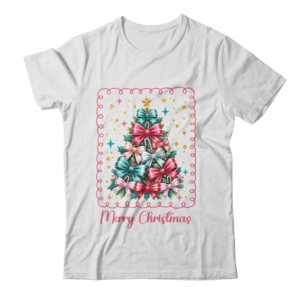 Merry Christmas Coquette Christmas Tree Vintage Bow Women Shirt & Sweatshirt | siriusteestore