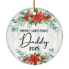 Merry Christmas Daddy 2024 Ornament New Daddy Farmhouse Rustic Gray Wood Deep Red Poinsettia Flower Decoration Christmas Tree Ornament | siriusteestore