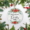 Merry Christmas Daddy 2024 Ornament New Daddy Farmhouse Rustic Gray Wood Deep Red Poinsettia Flower Decoration Christmas Tree Ornament | siriusteestore