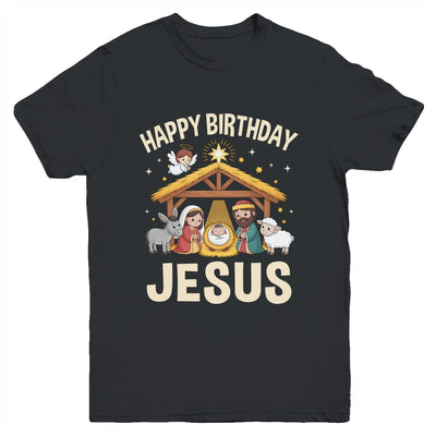 Merry Christmas Family Kid Nativity Happy Birthday Jesus Youth Shirt | siriusteestore