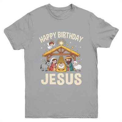 Merry Christmas Family Kid Nativity Happy Birthday Jesus Youth Shirt | siriusteestore