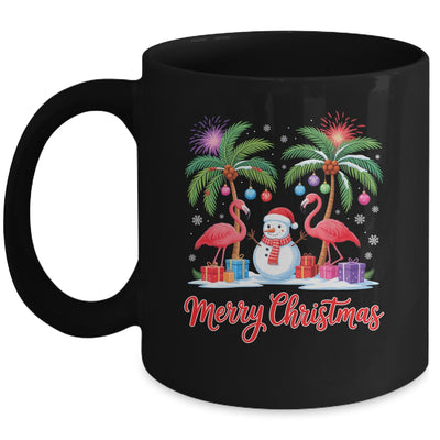 Merry Christmas Flamingo Xmas Palm Tree Light Tropical Mug | siriusteestore