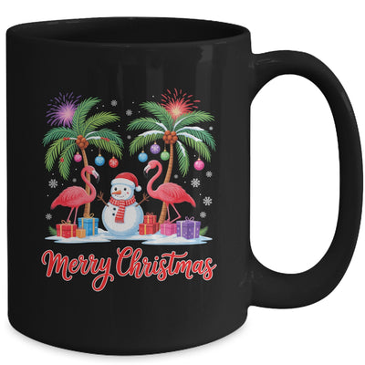Merry Christmas Flamingo Xmas Palm Tree Light Tropical Mug | siriusteestore