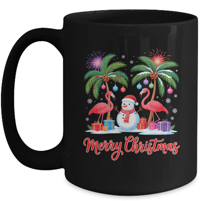 Merry Christmas Flamingo Xmas Palm Tree Light Tropical Mug | siriusteestore
