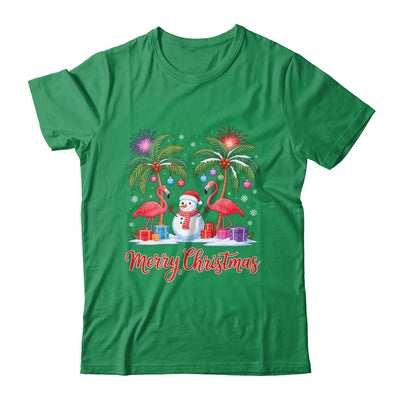 Merry Christmas Flamingo Xmas Palm Tree Light Tropical Shirt & Sweatshirt | siriusteestore