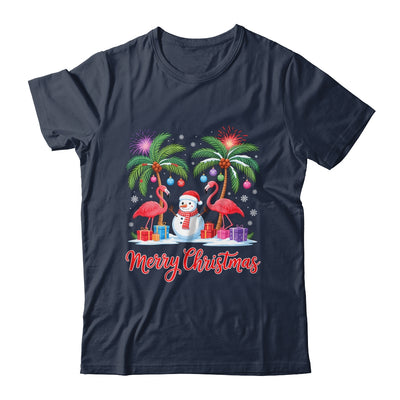 Merry Christmas Flamingo Xmas Palm Tree Light Tropical Shirt & Sweatshirt | siriusteestore