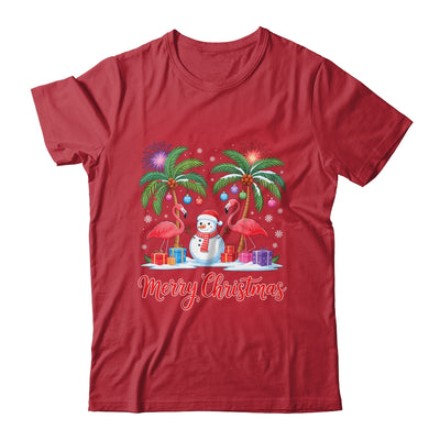 Merry Christmas Flamingo Xmas Palm Tree Light Tropical Shirt & Sweatshirt | siriusteestore