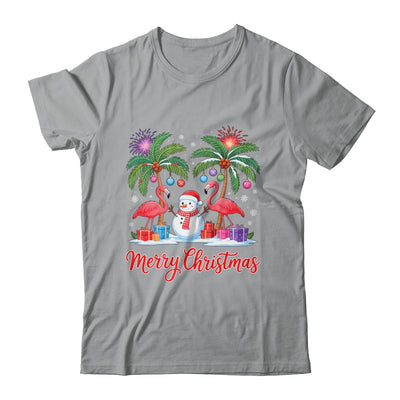 Merry Christmas Flamingo Xmas Palm Tree Light Tropical Shirt & Sweatshirt | siriusteestore