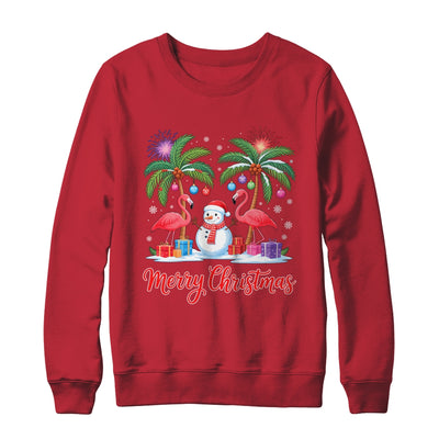 Merry Christmas Flamingo Xmas Palm Tree Light Tropical Shirt & Sweatshirt | siriusteestore