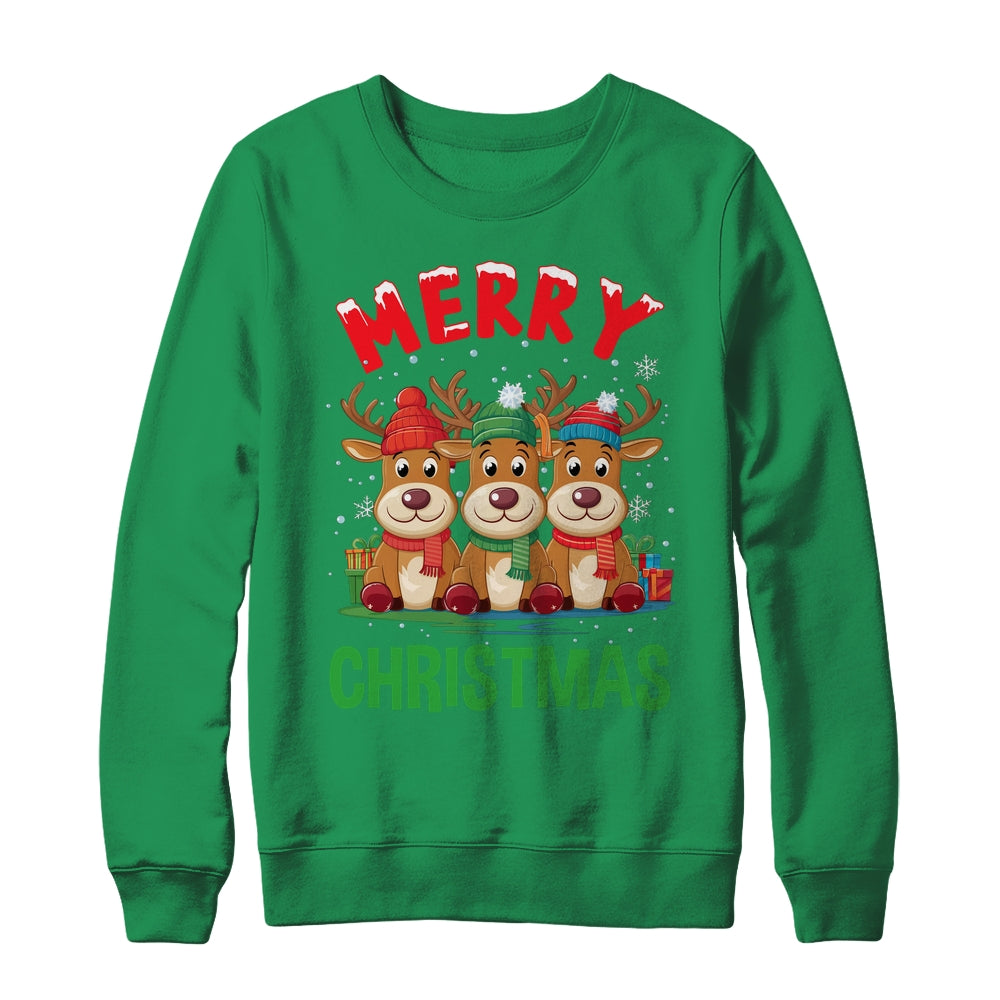 Merry Christmas Funny Christmas Reindeer Men Women Kids Xmas Shirt & Sweatshirt | siriusteestore
